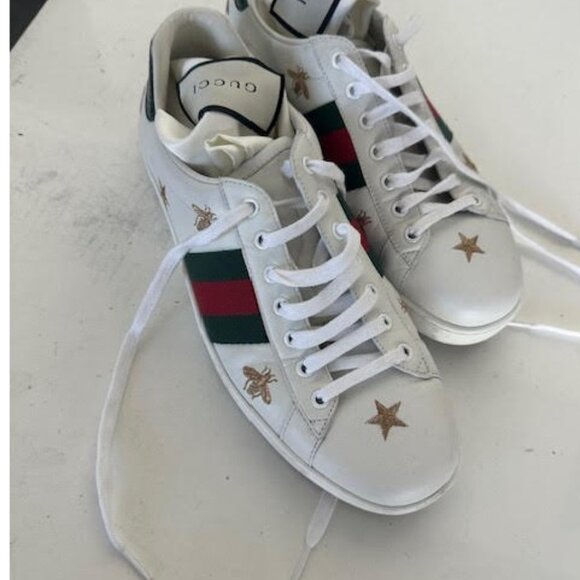 Gucci Ace Embroidered ‘Bees and Stars’ White men size 91/2 - Picture 3 of 7